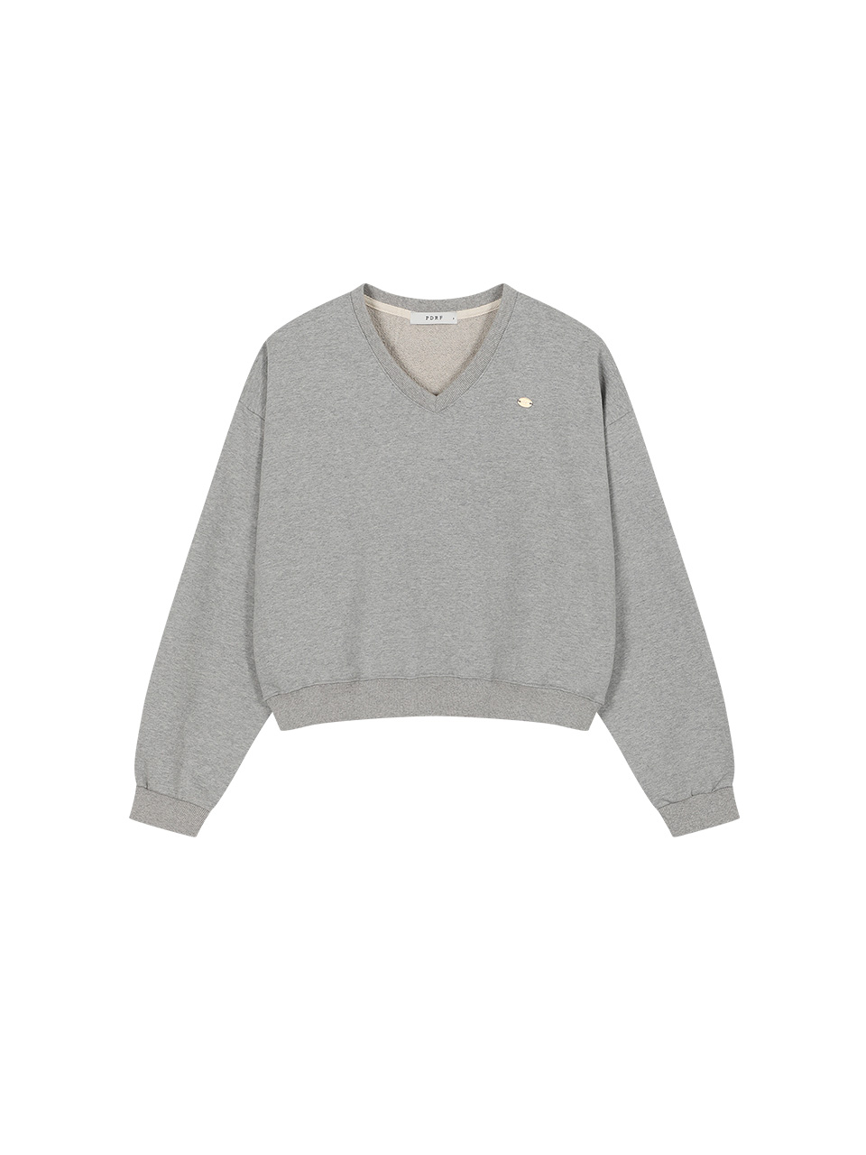 Grey Crop V-neck Sweatshirt